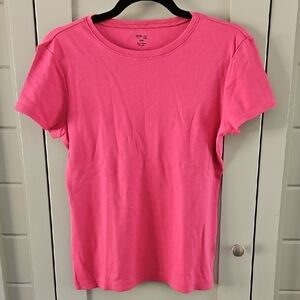 Style & Co. Hot Pink Crewneck Short Sleeve Tee Sz M PTP 18+